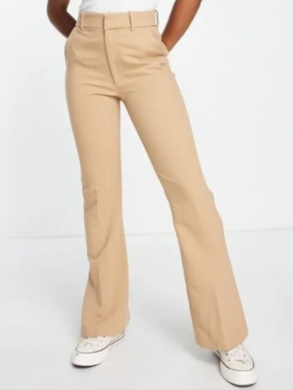 Abercrombie & Fitch Tailored Split-Hem Flare Pants Trousers Tan Office Size 31